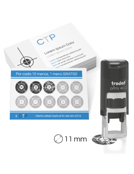 Tarjetas de fidelización + sello marcador